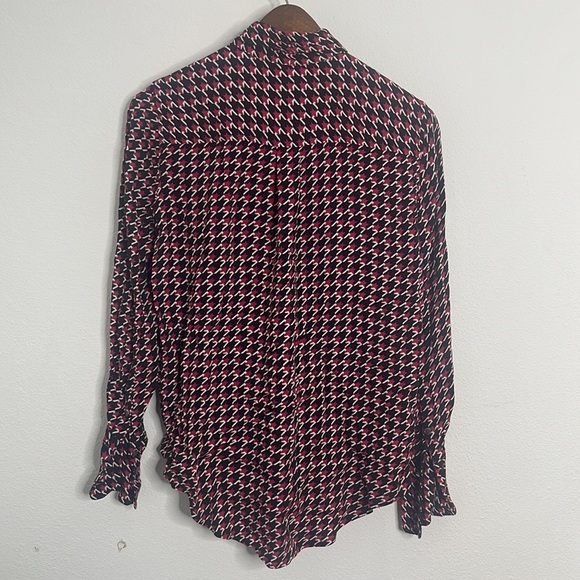 EQUIPMENT FEMME - LUIS BLOUSE STAR in red black white long sleeve + Tie Size SP - Picture 6 of 9